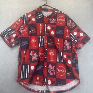 St Louis Cardinals Coca Cola All Over Print Button Down Shirt XL Coke MBL